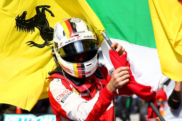 KUALA LUMPUR, MALAYSIA - MARCH 29: Sebastian Vettel of Germany and Ferrari celebrates in Parc Ferme after winning the Malaysia Formula One Grand Prix at Sepang Circuit on March 29, 2015 in Kuala Lumpur, Malaysia. (Photo by Dan Istitene/Getty Images)
