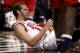 Chicago Bulls center Joakim Noah gets up off the floor after falling on his left shoulder during the second half of an NBA basketball game against the Washington Wizards, Monday, Jan. 11, 2016, in Chicago. Noah returned from a shoulder injury on Monday night against Washington, providing another option for coach Fred Hoiberg heading into a busy stretch. Noah sprained his left shoulder during a loss to Brooklyn on Dec. 21. (AP Photo/Charles Rex Arbogast)