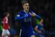 LEICESTER, ENGLAND - NOVEMBER 28: Jamie Vardy of Leicester City celebrates scoring his team's first goal during the Barclays Premier League match between Leicester City and Manchester United at The King Power Stadium on November 28, 2015 in Leicester, England. (Photo by Laurence Griffiths/Getty Images)