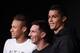 ZURICH, SWITZERLAND - JANUARY 11: (L-R) Neymar of Brazil and FC Barcelona, Lionel Messi of Argentina and FC Barcelona and Cristiano Ronaldo of Portugal and Real Madrid pose for a photo after a press conference prior to the FIFA Ballon d'Or Gala 2015 at the Kongresshaus on January 11, 2016 in Zurich, Switzerland. (Photo by Matthias Hangst/Getty Images)