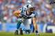 Carolina Panthers defensive end Jared Allen (69) lines up against the Tennessee Titans during an NFL football game Sunday, Nov. 15, 2015, in Nashville, Tenn. The Panthers won 27-10. (Jeff Haynes/AP Images for Panini)