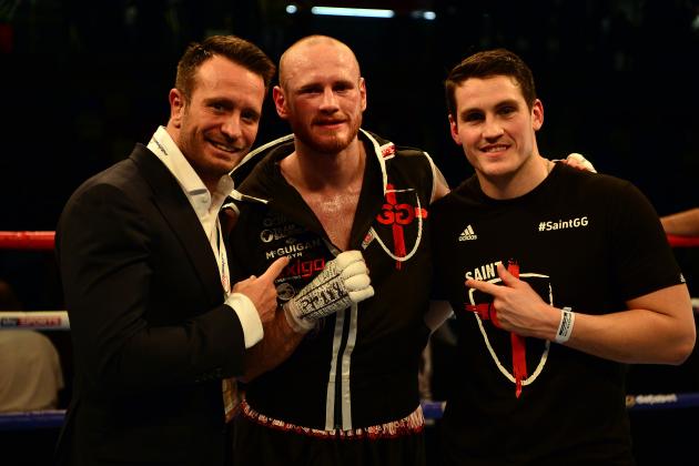 LONDON, ENGLAND - JANUARY 30: George Groves of England (c) celebrates with his team following victory over Andrea Di Luisa of Italy in their International Super-Middleweight Contest at the Copper Box Arena on January 30, 2016 in London, England. (Photo by Dan Mullan/Getty Images)