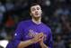 Los Angeles Lakers forward Larry Nance Jr. (7) in the first half of an NBA basketball game Tuesday, Dec. 22, 2015, in Denver. (AP Photo/David Zalubowski)