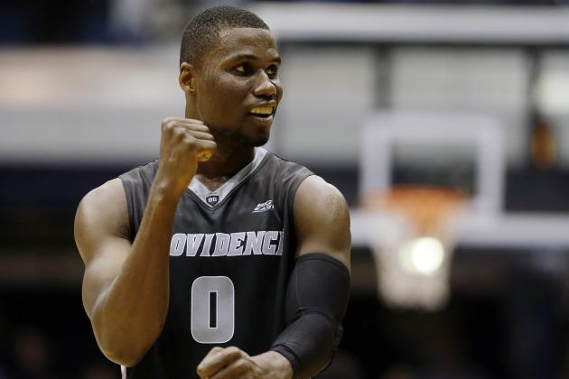 Providence's Ben Bentil (0) celebrates late in the second half of an NCAA college basketball game against Butler, Thursday, Dec. 31, 2015, in Indianapolis. (AP Photo/Darron Cummings)