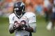 Denver Broncos running back Montee Ball (28) during drills at the team's NFL football training camp Thursday, Aug. 6, 2015, in Englewood, Colo. (AP Photo/David Zalubowski)