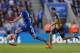 LEICESTER, ENGLAND - SEPTEMBER 26: Jamie Vardy of Leicester City and Hector Bellerin of Arsenal during the Barclays Premier League match between Leicester City and Arsenal at The King Power Stadium on September 26, 2015 in Leicester, United Kingdom. (Photo by Catherine Ivill - AMA/Getty Images)