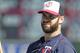 Minnesota Twins first baseman Joe Mauer (7) takes batting practice before a baseball game Saturday, Aug. 15, 2015, against the Cleveland Indians in Minneapolis. AP Photo/Paul Battaglia)