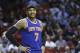 New York Knicks' Carmelo Anthony (7) smiles during the second half of an NBA basketball game against the Miami Heat, Wednesday, Jan. 6, 2016, in Miami. The Knicks defeated the Heat 98-90. (AP Photo/Lynne Sladky)