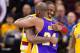 CLEVELAND, OH - FEBRUARY 10: LeBron James #23 of the Cleveland Cavaliers greets Kobe Bryant #24 of the Los Angeles Lakers during the first half at Quicken Loans Arena on February 10, 2016 in Cleveland, Ohio. NOTE TO USER: User expressly acknowledges and agrees that, by downloading and/or using this photograph, user is consenting to the terms and conditions of the Getty Images License Agreement. Mandatory copyright notice. (Photo by Jason Miller/Getty Images)