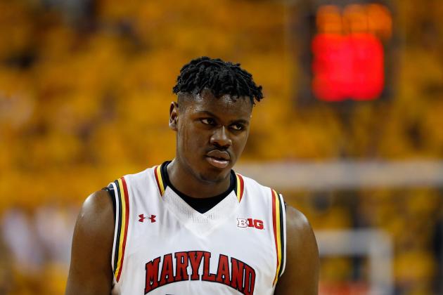 COLLEGE PARK, MD - FEBRUARY 13:  Diamond Stone #33 of the Maryland Terrapins looks on against the Wisconsin Badgers in the first half at Xfinity Center on February 13, 2016 in College Park, Maryland.  (Photo by Rob Carr/Getty Images)