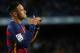 FC Barcelona's Neymar reacts after scoring against Celta Vigo during a Spanish La Liga soccer match at the Camp Nou stadium in Barcelona, Spain, Sunday, Feb. 14, 2016. (AP Photo/Manu Fernandez)