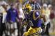 LSU wide receiver Trey Quinn (8) carries on a pass play in the second half of an NCAA college football game ax= in Baton Rouge, La., Saturday, Sept. 27, 2014. LSU won 63-7. (AP Photo/Gerald Herbert)
