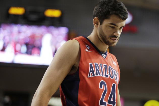 Arizona's Elliott Pitts (24) walks on the court during the first half of an NCAA college basketball game against Gonzaga, Saturday, Dec. 5, 2015, in Spokane, Wash. (AP Photo/Young Kwak)