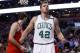 Dec 9, 2015; Boston, MA, USA; Boston Celtics forward David Lee (42) reacts to the crowd after his basket against the Chicago Bulls in the second half at TD Garden. Celtics defeated the Bulls 105-100. Mandatory Credit: David Butler II-USA TODAY Sports