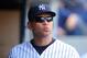 Sep 26, 2015; Bronx, NY, USA; New York Yankees designated hitter Alex Rodriguez (13) in the dugout before a game against the Chicago White Sox at Yankee Stadium. Mandatory Credit: Brad Penner-USA TODAY Sports
