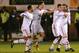 Manchester United players celebrate after Manchester United’s Juan Mata, right, scored during the English FA Cup fifth round soccer match between Shrewsbury Town and Manchester United at Greenhous Meadow stadium in Shrewsbury, England, Monday, Feb. 22, 2016. (AP Photo/Rui Vieira)