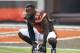Cleveland Browns free safety Tashaun Gipson (39) before an NFL football game between the Cincinnati Bengals and the Cleveland Browns, Sunday, Dec. 6, 2015, in Cleveland. (AP Photo/Ron Schwane)