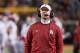 Nov 28, 2015; Stillwater, OK, USA; Oklahoma Sooners offensive coordinator Lincoln Riley watches a replay during the second half against the Oklahoma State Cowboys at Boone Pickens Stadium. Oklahoma won 58-23. Mandatory Credit: Rob Ferguson-USA TODAY Sports