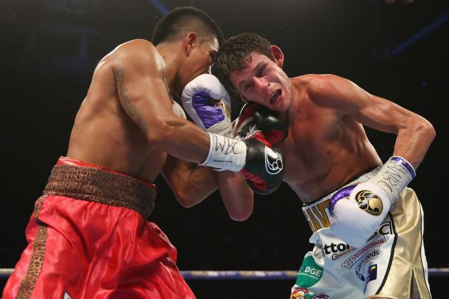 MANCHESTER, ENGLAND - FEBRUARY 27:  Gavin McDonnell connects with Jorge Sanchez during his victory in the Vacant WBC Silver & Eliminator Super-Bantamweight Championship at Manchester Arena on February 27, 2016 in Manchester, England.  (Photo by Alex Livesey/Getty Images)