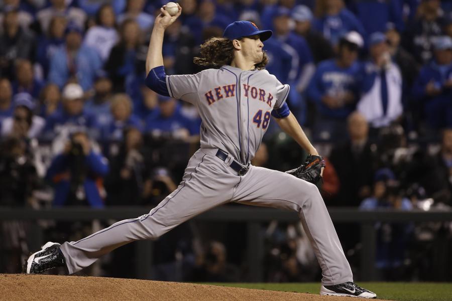 New York Mets starting pitcher Jacob deGrom (48) at a press conference on  his new five-year contract, Stock Photo, Picture And Rights Managed  Image. Pic. PAH-0131-118757851