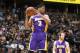 Los Angeles Lakers forward Anthony Brown (3) in the second half of an NBA basketball game Wednesday, March 2, 2016, in Denver. The Nuggets won 117-107. (AP Photo/David Zalubowski)
