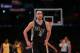 LOS ANGELES, CA - JANUARY 22: Manu Ginobili #20 of the San Antonio Spurs looks up at the scoreboard during the NBA game against the Los Angeles Lakers at Staples Center on January 22, 2016 in Los Angeles, California. The Spurs defeated the Lakers 108 - 95. NOTE TO USER: User expressly acknowledges and agrees that, by downloading and or using this photograph, User is consenting to the terms and conditions of the Getty Images License Agreement. (Photo by Victor Decolongon/Getty Images)