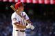 Washington Nationals first baseman Ryan Zimmerman (11) bats during a baseball game against the New York Mets at Nationals Park, Monday, Sept. 7, 2015, in Washington. The Mets won 8-5. (AP Photo/Alex Brandon)
