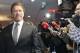 Former U.S. California Governor Arnold Schwarzenegger arrives to meet French Foreign Minister Laurent Fabius at the COP21, United Nations Climate Change Conference in Le Bourget, north of Paris, Tuesday, Dec. 8, 2015. The United Nations secretary-general called for a clean energy revolution to avoid a