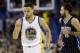 Golden State Warriors' Stephen Curry (30) gestures after scoring against the Orlando Magic during the first half of an NBA basketball game Monday, March 7, 2016, in Oakland, Calif. (AP Photo/Marcio Jose Sanchez)