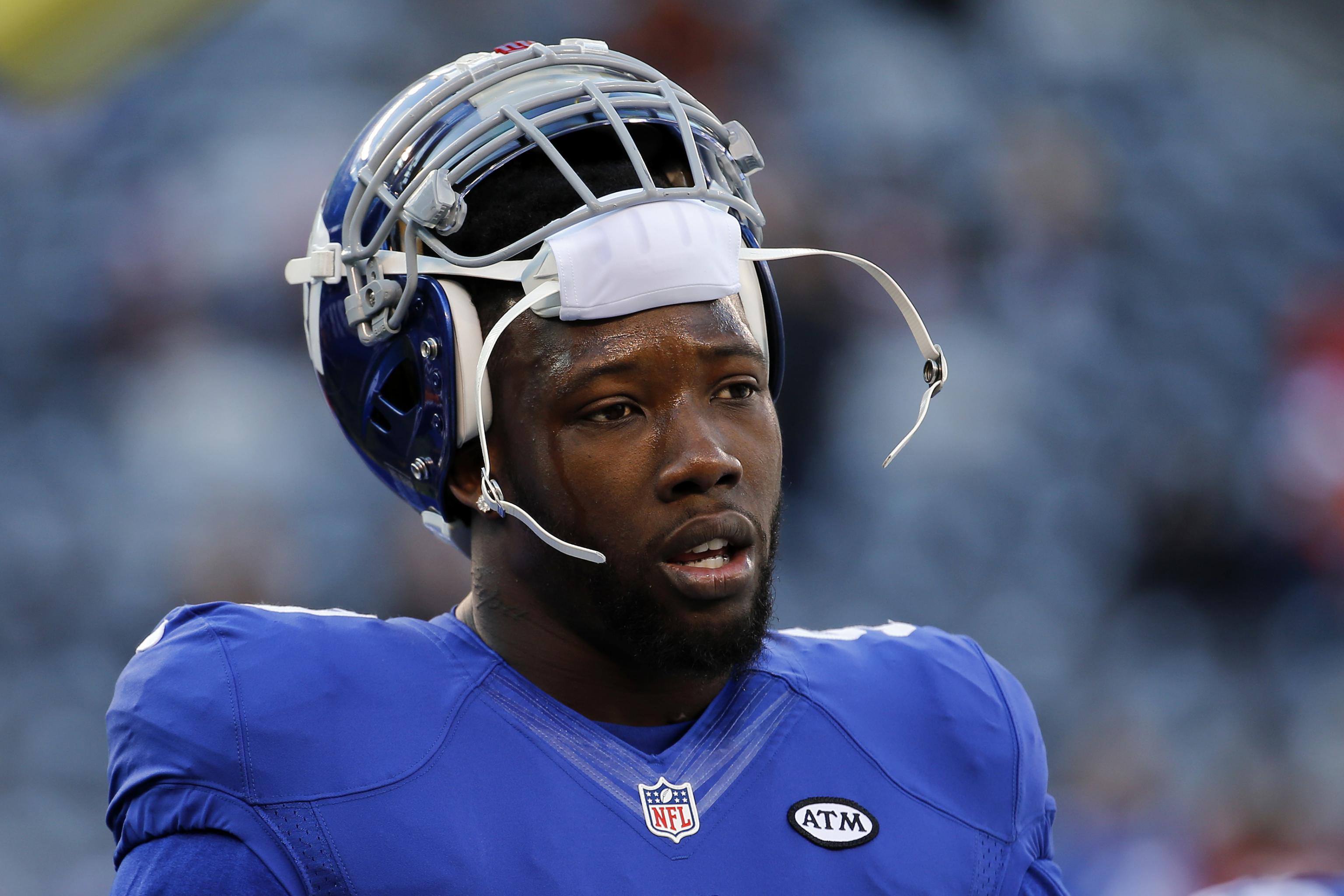 Jason Pierre-Paul is playing in an oven mitt 