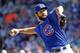 Chicago Cubs' Jake Arrieta throws during the first inning of a spring training baseball game against the Cleveland Indians, Wednesday, March 9, 2016, in Mesa, Ariz. (AP Photo/Morry Gash)