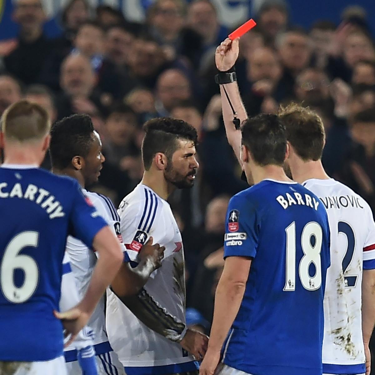 Diego Costa Receives Red Card vs. Everton After Appearing to Bite Gareth Barry | News, Scores, Highlights, Stats, and Rumors | Bleacher