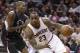 Cleveland Cavaliers' LeBron James (23) drives past Los Angeles Clippers' Jamal Crawford (11) in the second half of an NBA basketball game Thursday, Jan. 21, 2016, in Cleveland. (AP Photo/Tony Dejak)