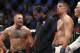 Nate Diaz is declared the winner by referee Herb Dean after his second round submission victory over Conor McGregor during their UFC 196 welterweight mixed martial arts match, Saturday, March 5, 2016, in Las Vegas. (AP Photo/Eric Jamison)