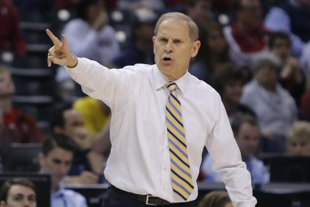 Michigan's head coach John Beilein directs his team in the first half of an NCAA college basketball game against the Indiana in the quarterfinals at the Big Ten Conference tournament, Friday, March 11, 2016, in Indianapolis. (AP Photo/Kiichiro Sato)