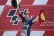 VALENCIA, SPAIN - NOVEMBER 08: Spain's Jorge Lorenzo after beating his Moviestar Yamaha team mate, Valentino Rossi to the World MotoGP title celebrates on the podium at Comunitat Valenciana Ricardo Tormo Circuit on November 8, 2015 in Valencia, Spain. (Photo by Linden Adams Photography/Getty Images)