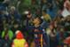 Barcelona's Neymar celebrates after scoring his side's first goal during the Champions League round of 16 second leg soccer match between FC Barcelona and Arsenal FC at the Camp Nou stadium in Barcelona, Spain, Wednesday, March 16, 2016. (AP Photo/Manu Fernandez)