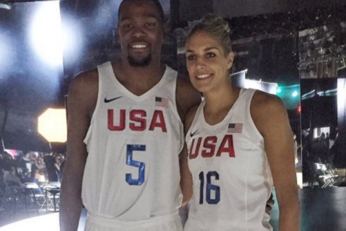Kevin Durant Presents the New USA Olympic Basketball Jerseys w/ Elena Delle  Donne : r/nba