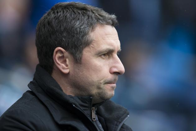Aston Villa's Remi Garde takes to the touchline before his team's English Premier League soccer match between Manchester City and Aston Villa at the Etihad Stadium in Manchester, England, Saturday March 5, 2016. (AP Photo/Jon Super)