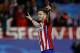 Atletico's Saul Niguez celebrates after scoring in a penalty shoot out at the end of the Champions League second leg soccer match between Atletico Madrid and PSV Eindhoven at the Vicente Calderon stadium in Madrid, Spain, Tuesday March 15, 2016. Atletico defeated PSV 8-7 in a penalty shoot out after the game ended in a 0-0 draw. (AP Photo/Francisco Seco)