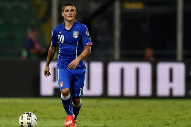 PALERMO, ITALY - SEPTEMBER 06:  Marco Verratti of Italy in action during the UEFA EURO 2016 Qualifier match between Italy and Bulgaria on September 6, 2015 in Palermo, Italy.  (Photo by Claudio Villa/Getty Images)