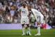 Madrid, SPAIN: Real Madrid's David Beckham (R) talks with Brazilian Roberto Carlos before taking a free kick against Mallorca during the final Spanish league football match of the season, 17 June 2007 at the Santiago Bernabeu stadium in Madrid. AFP PHOTO/PEDRO ARMESTRE (Photo credit should read PEDRO ARMESTRE/AFP/Getty Images)