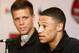 Arsenal's player Alex Oxlade-Chamberlain, right, speaks as teammate Wojciech Szczesny listens to him during a press conference in Kuala Lumpur, Malaysia, Sunday, July 22, 2012. Arsenal will play the Malaysian XI, a Malaysia League selection, on Tuesday as part of their Asia tour. (AP Photo/Lai Seng Sin)