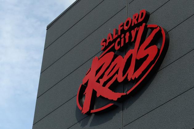 SALFORD, ENGLAND - JULY 15:  Salford City Reds club badge outside the Salford City Stadium on July 15, 2012 in Salford, England.  (Photo by Gareth Copley/Getty Images)