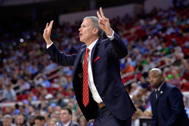 RALEIGH, NC - MARCH 17:  Head coach Andy Enfield of the USC Trojans shouts in the first half against the Providence Friars during the first round of the 2016 NCAA Men's Basketball Tournament at PNC Arena on March 17, 2016 in Raleigh, North Carolina.  (Photo by Grant Halverson/Getty Images)
