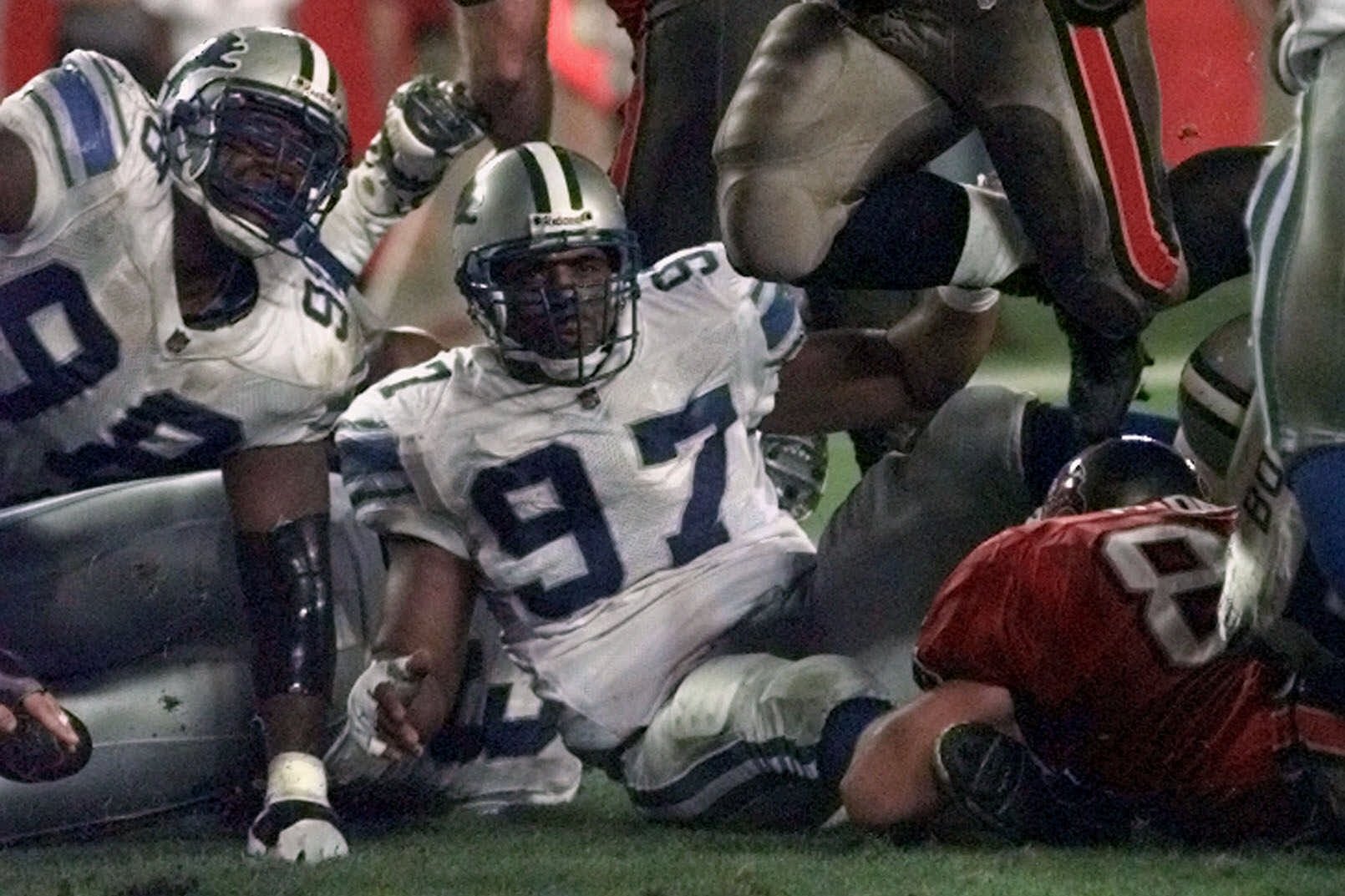 Detroit Lions linebacker Tracy Scroggins during the Lions 58-37