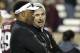 Cleveland Browns quarterback Johnny Manziel, right, talks with Texas A&M coach Kevin Sumlin before an NCAA college football game against Auburn Saturday, Nov. 7, 2015, in College Station, Texas. (AP Photo/David J. Phillip)