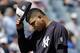 New York Yankees relief pitcher Dellin Betances before delivering to the Toronto Blue Jays during a spring training baseball game Thursday, March 10, 2016, in Tampa, Fla. (AP Photo/Chris O'Meara)