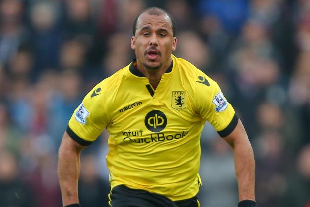 STOKE-ON-TRENT, ENGLAND - FEBRUARY 27: Gabriel Agbonlahor of  Aston Villa during the Barclays Premier League match between Stoke City and Aston Villa at the Britannia Stadium on February 27, 2016 in Stoke-on-Trent, England. (Photo by Dave Thompson/Getty Images)