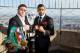 NEW YORK, NY - MARCH 01: Canelo Alvarez and Amir Khan pose for photos during a press event at the Empire State Building on March 1, 2016 in New York City. (Photo by Alex Goodlett/Getty Images)